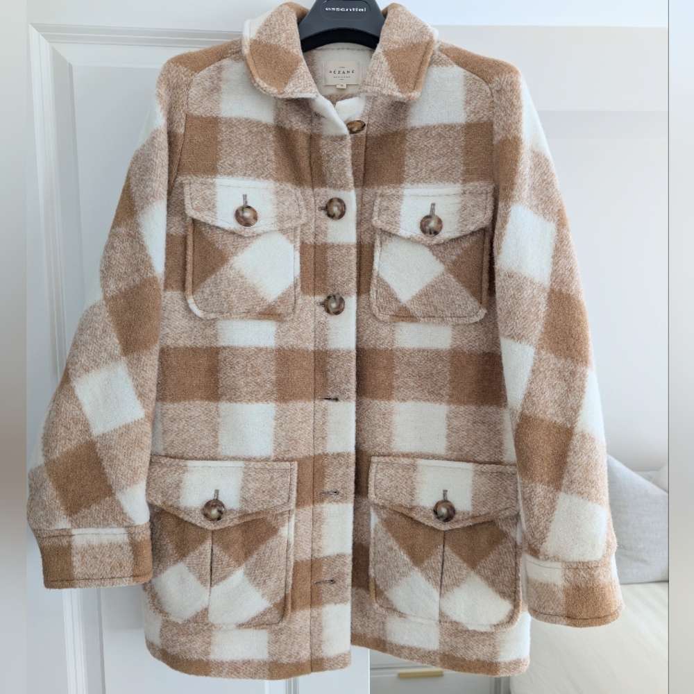 ❌SOLD❌Sézane Paulin Plaid Coat -Sz 36 - Picture 2 of 8
